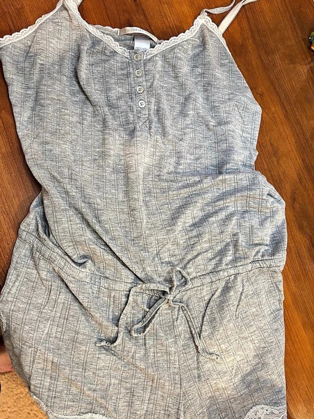 Victoria's Secret Gray w Lace Trim Romper Size Medium